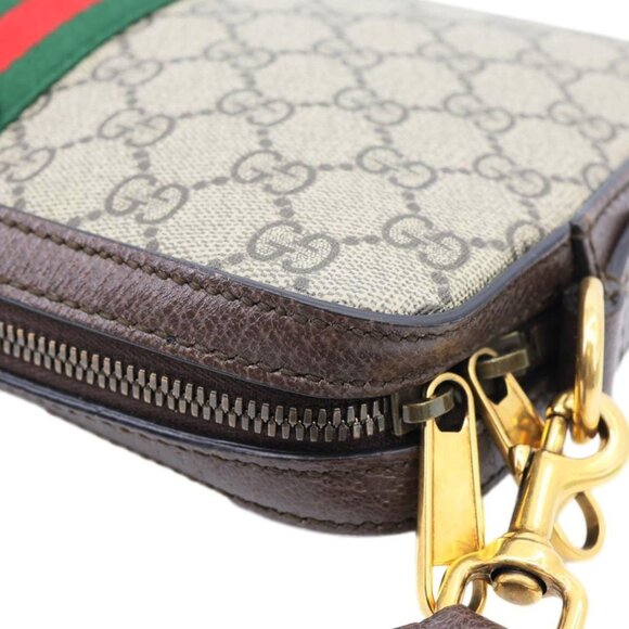 Gucci  Ophidia Small Web GG Supreme Canvas Wristlet Shoulder Bag Beige 699439 - Picture 9 of 15